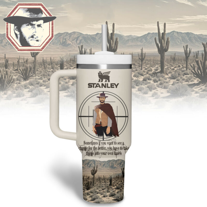 Clint Eastwood Actor Custom Stanley Quencher 40oz Stainless Steel Tumbler With Handle - Threewoofs - Image 2