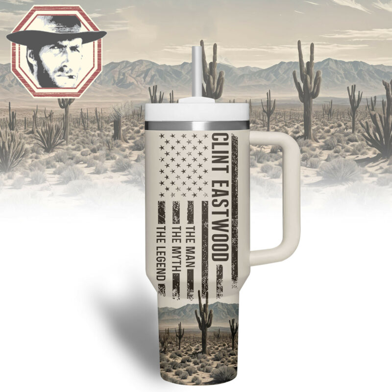 Clint Eastwood Actor Custom Stanley Quencher 40oz Stainless Steel Tumbler With Handle - Threewoofs - Image 3