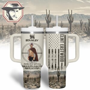 Clint Eastwood Actor Custom Stanley Quencher 40oz Stainless Steel Tumbler With Handle - Threewoofs