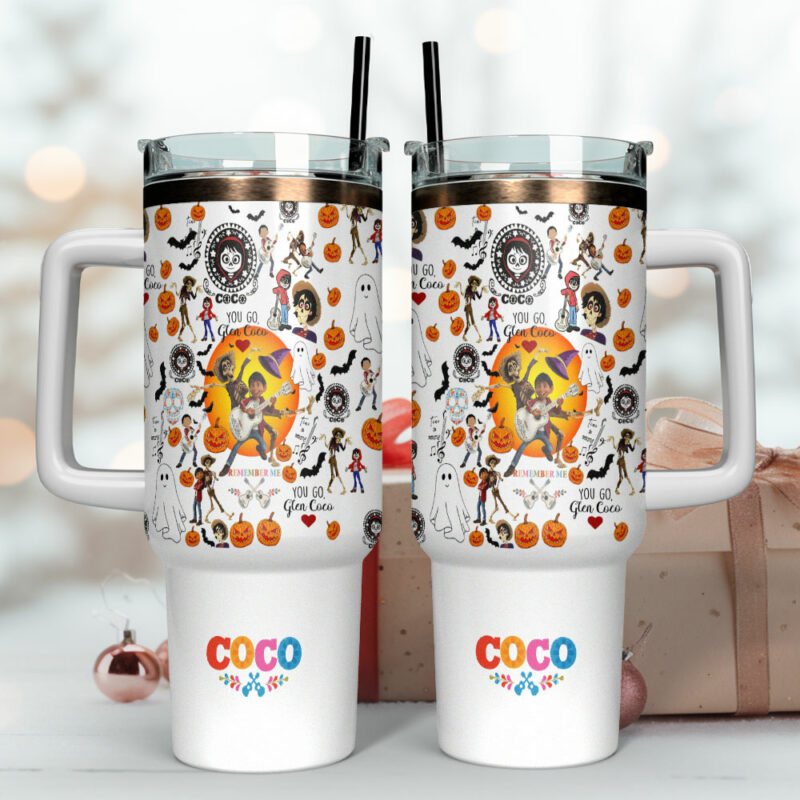 Coco Movies Custom Stanley Quencher 40oz Stainless Steel Tumbler With Handle - Threewoofs - Image 4