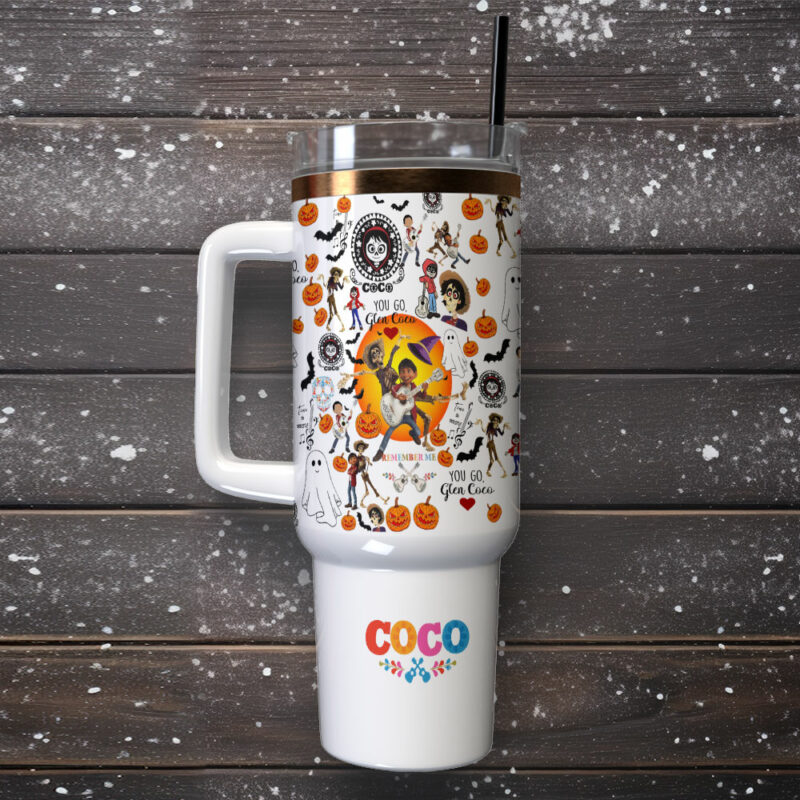 Coco Movies Custom Stanley Quencher 40oz Stainless Steel Tumbler With Handle - Threewoofs - Image 2
