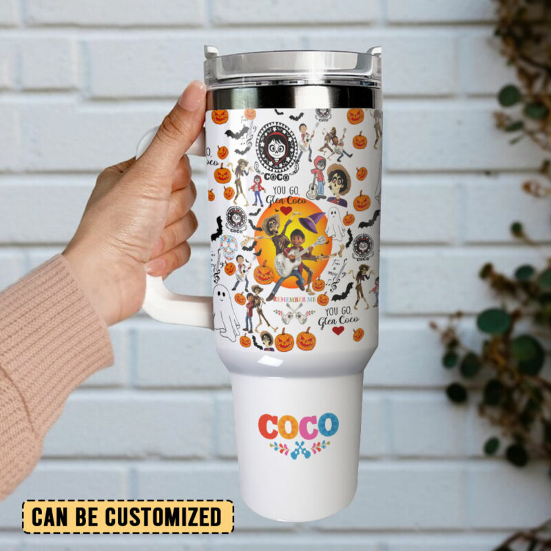 Coco Movies Custom Stanley Quencher 40oz Stainless Steel Tumbler With Handle - Threewoofs - Image 3