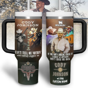 Cody Johnson Music Custom Stanley Quencher 40oz Stainless Steel Tumbler With Handle - Threewoofs