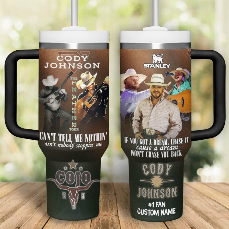 Cody Johnson Music Custom Stanley Quencher 40oz Stainless Steel Tumbler With Handle - Threewoofs - Image 3