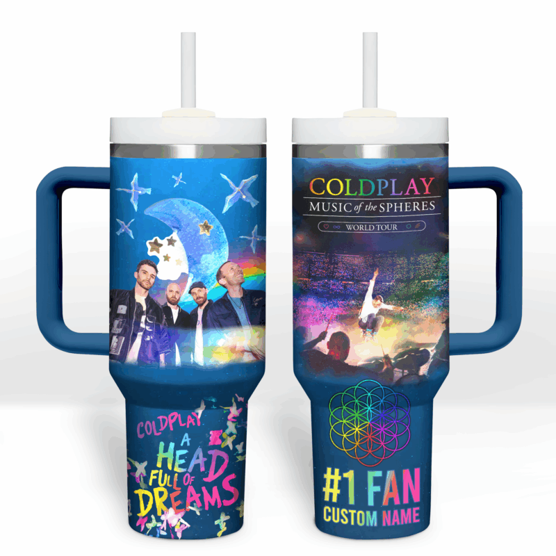 Coldplay Music Custom Stanley Quencher 40oz Stainless Steel Tumbler With Handle - Threewoofs - Image 2