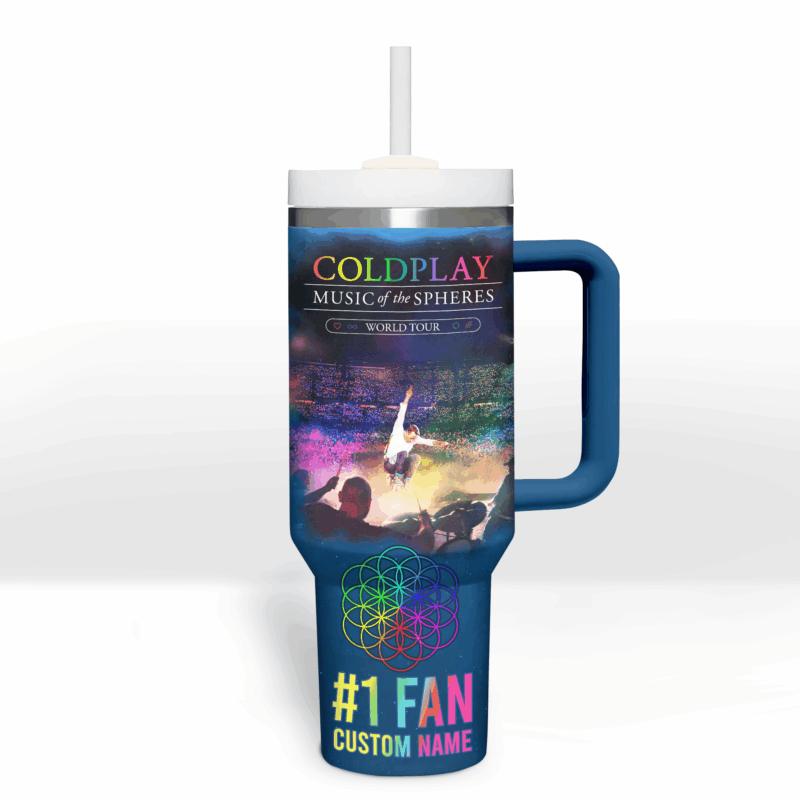 Coldplay Music Custom Stanley Quencher 40oz Stainless Steel Tumbler With Handle - Threewoofs - Image 4