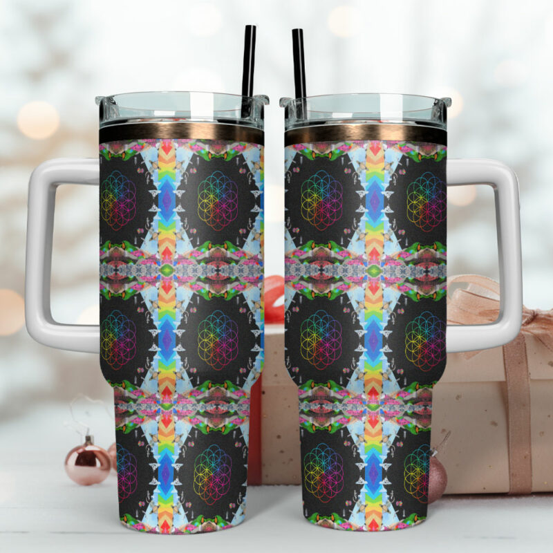 Coldplay Music Custom Stanley Quencher 40oz Stainless Steel Tumbler With Handle - Threewoofs - Image 4
