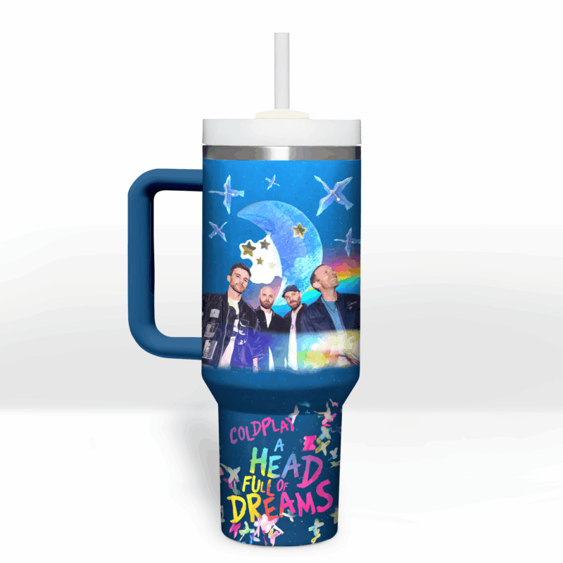 Coldplay Music Custom Stanley Quencher 40oz Stainless Steel Tumbler With Handle - Threewoofs - Image 3