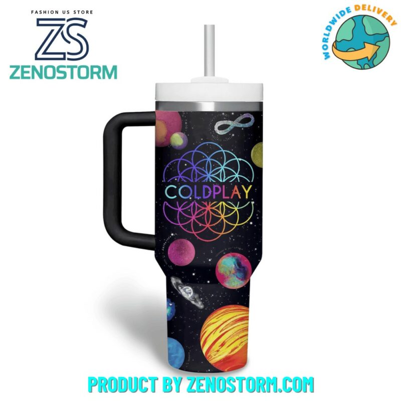 Coldplay Music Custom Stanley Quencher 40oz Stainless Steel Tumbler With Handle - Threewoofs - Image 3