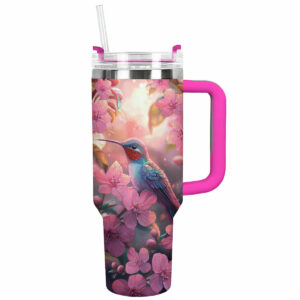 Colibri Floral Hummingbird Custom Stanley Quencher 40oz Stainless Steel Tumbler With Handle - Threewoofs