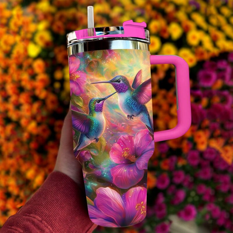 Colibri Floral Hummingbird Custom Stanley Quencher 40oz Stainless Steel Tumbler With Handle - Threewoofs - Image 2