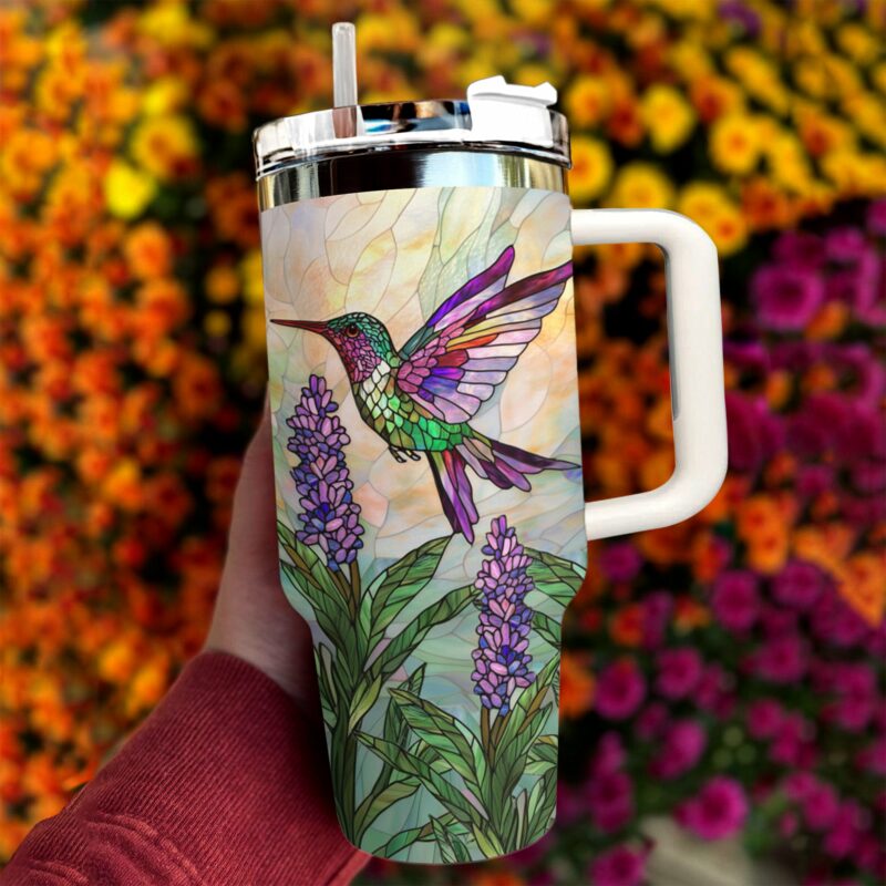Colibri Floral Hummingbird Custom Stanley Quencher 40oz Stainless Steel Tumbler With Handle - Threewoofs - Image 4