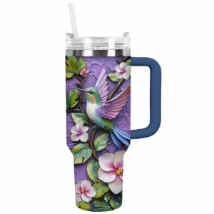 Colibri Floral Hummingbird Custom Stanley Quencher 40oz Stainless Steel Tumbler With Handle - Threewoofs