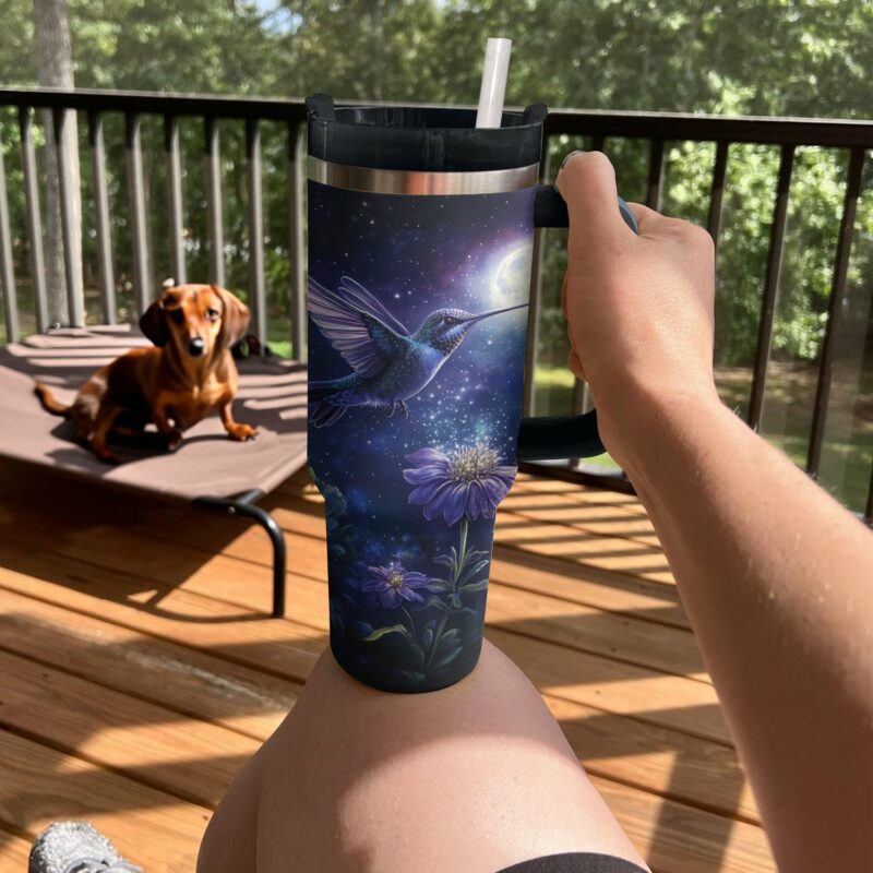 Colibri Floral Hummingbird Custom Stanley Quencher 40oz Stainless Steel Tumbler With Handle - Threewoofs - Image 4