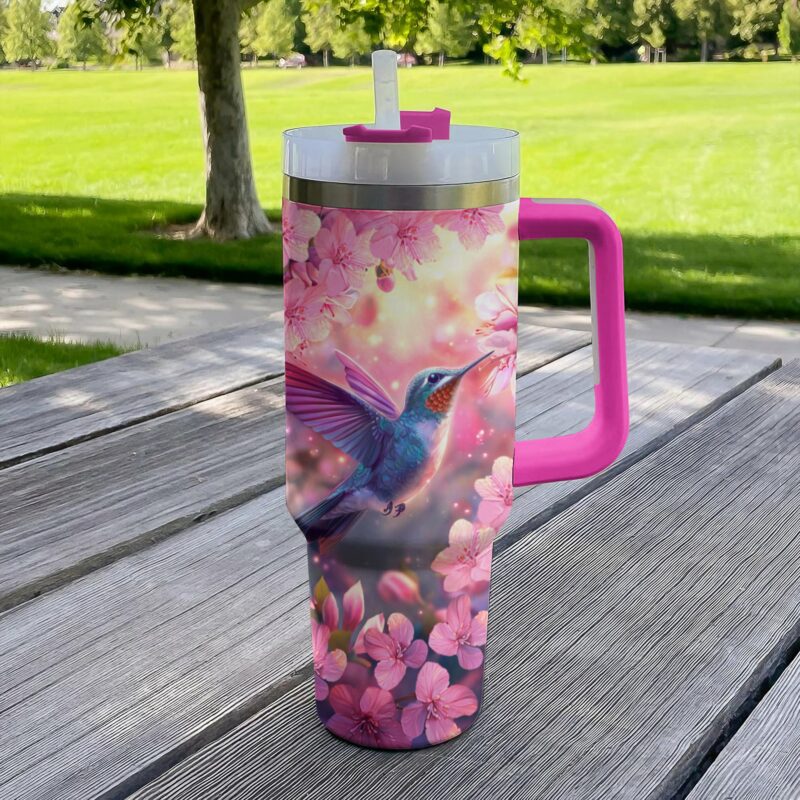 Colibri Floral Hummingbird Custom Stanley Quencher 40oz Stainless Steel Tumbler With Handle - Threewoofs - Image 3