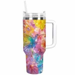 Colibri Floral Hummingbird Custom Stanley Quencher 40oz Stainless Steel Tumbler With Handle - Threewoofs