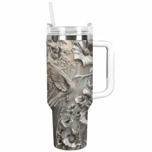 Colibri Floral Hummingbird Custom Stanley Quencher 40oz Stainless Steel Tumbler With Handle - Threewoofs