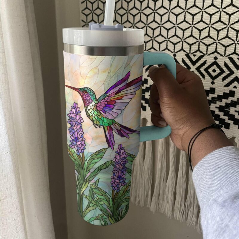 Colibri Floral Hummingbird Custom Stanley Quencher 40oz Stainless Steel Tumbler With Handle - Threewoofs - Image 3