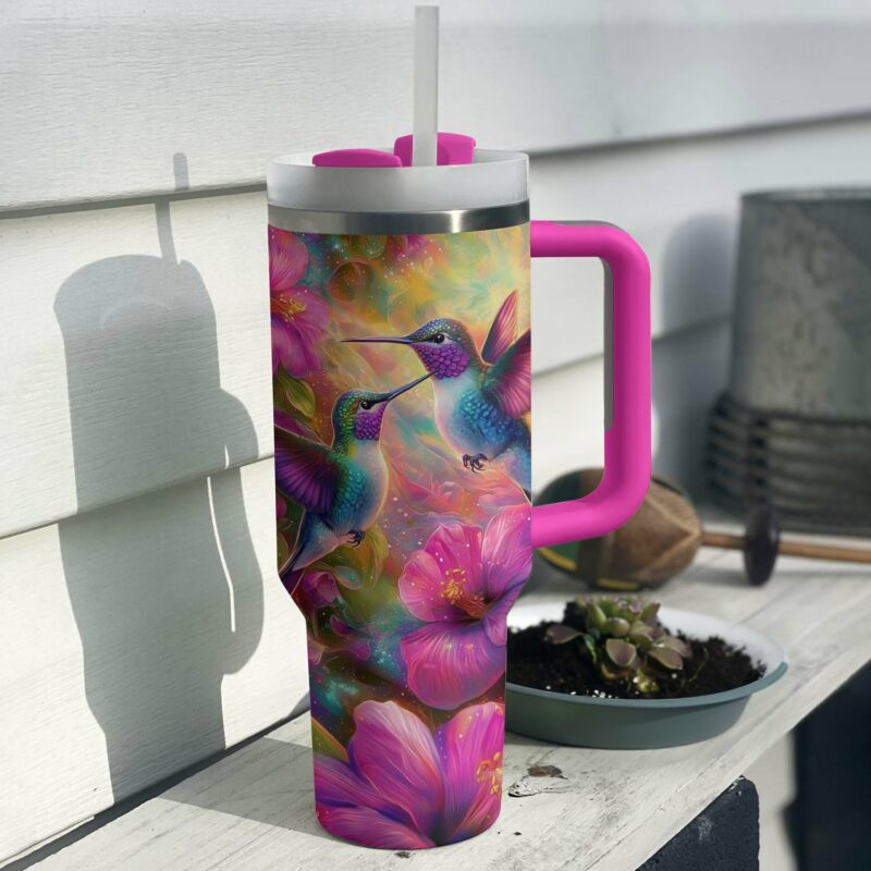 Colibri Floral Hummingbird Custom Stanley Quencher 40oz Stainless Steel Tumbler With Handle - Threewoofs - Image 3