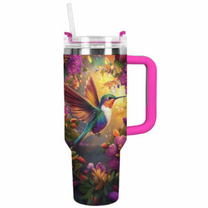 Colibri Floral Hummingbird Custom Stanley Quencher 40oz Stainless Steel Tumbler With Handle - Threewoofs
