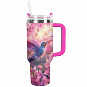 Colibri Floral Hummingbird Custom Stanley Quencher 40oz Stainless Steel Tumbler With Handle - Threewoofs