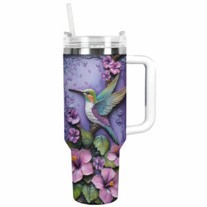Colibri Floral Hummingbird Custom Stanley Quencher 40oz Stainless Steel Tumbler With Handle - Threewoofs