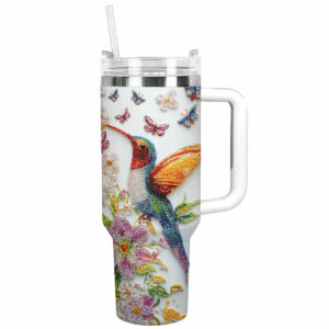 Colibri Floral Hummingbird Custom Stanley Quencher 40oz Stainless Steel Tumbler With Handle - Threewoofs