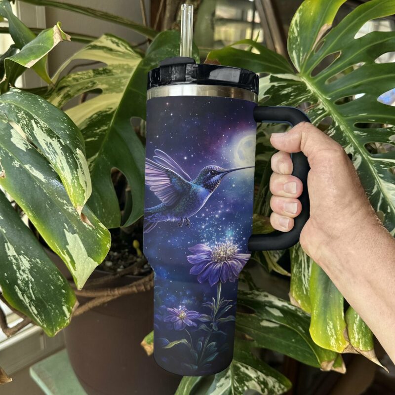 Colibri Floral Hummingbird Custom Stanley Quencher 40oz Stainless Steel Tumbler With Handle - Threewoofs - Image 3