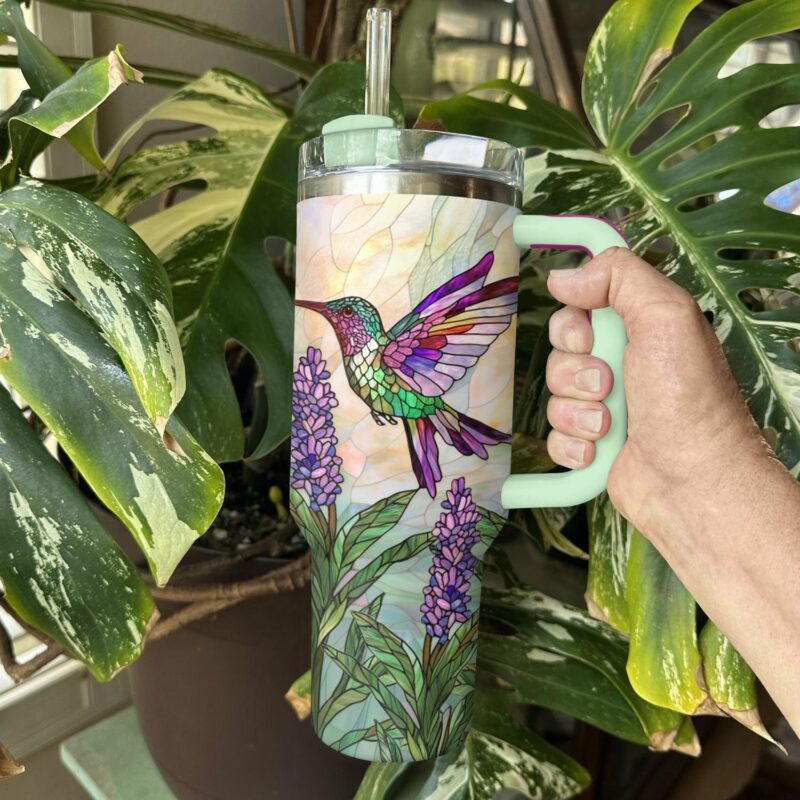 Colibri Floral Hummingbird Custom Stanley Quencher 40oz Stainless Steel Tumbler With Handle - Threewoofs - Image 2