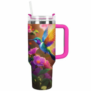 Colibri Floral Hummingbird Custom Stanley Quencher 40oz Stainless Steel Tumbler With Handle - Threewoofs