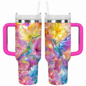 Colibri Floral Hummingbird Custom Stanley Quencher 40oz Stainless Steel Tumbler With Handle - Threewoofs
