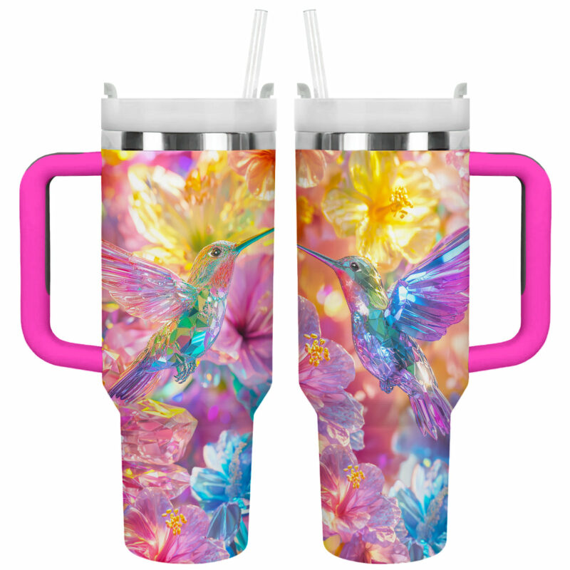 Colibri Floral Hummingbird Custom Stanley Quencher 40oz Stainless Steel Tumbler With Handle - Threewoofs