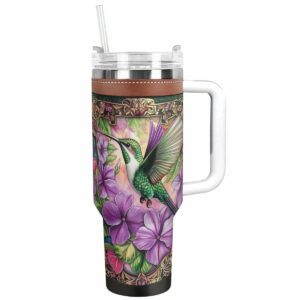 Colibri Floral Hummingbird Custom Stanley Quencher 40oz Stainless Steel Tumbler With Handle - Threewoofs