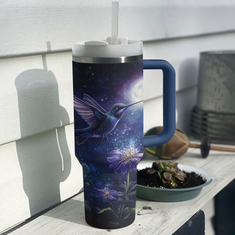 Colibri Floral Hummingbird Custom Stanley Quencher 40oz Stainless Steel Tumbler With Handle - Threewoofs - Image 2