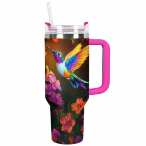 Colibri Floral Hummingbird Custom Stanley Quencher 40oz Stainless Steel Tumbler With Handle - Threewoofs