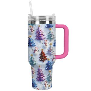 Colorful Christmas Custom Stanley Quencher 40oz Stainless Steel Tumbler With Handle - Threewoofs