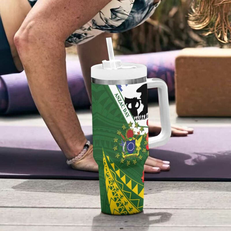 Cook Islands ANZAC Day Custom Stanley Quencher 40oz Stainless Steel Tumbler With Handle - Threewoofs - Image 6