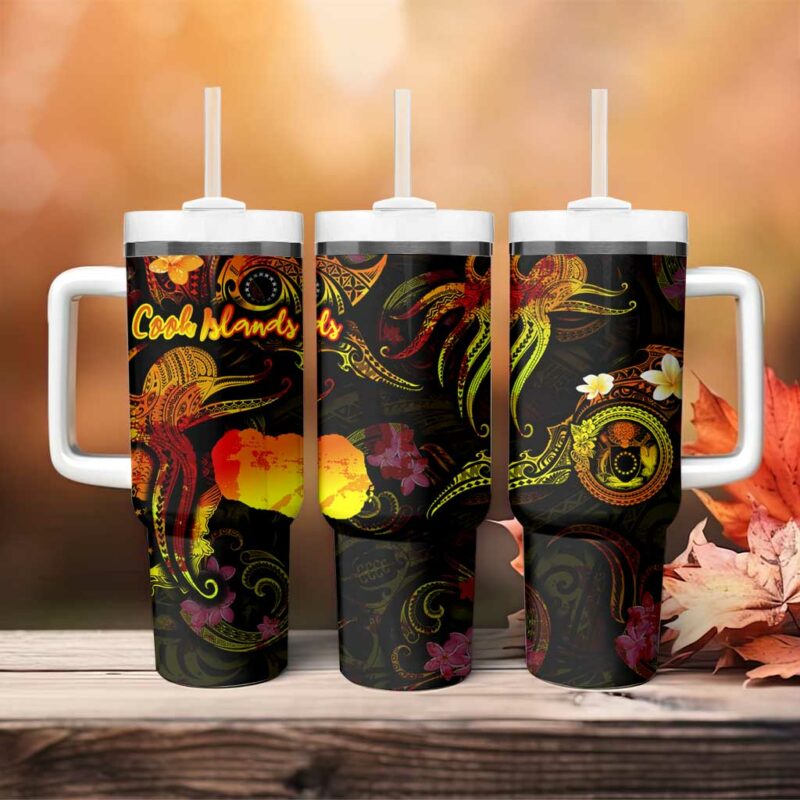 Cook Islands Custom Stanley Quencher 40oz Stainless Steel Tumbler With Handle - Threewoofs - Image 4