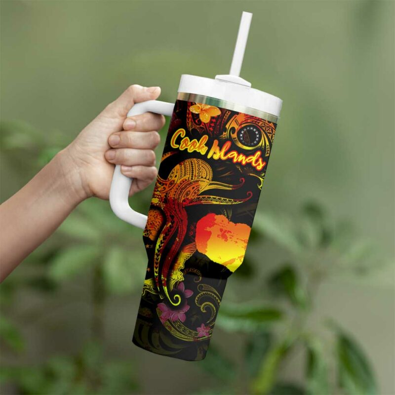 Cook Islands Custom Stanley Quencher 40oz Stainless Steel Tumbler With Handle - Threewoofs - Image 3