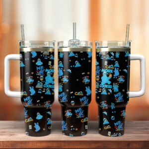Cookie Monster Sesame Street TV Series Custom Stanley Quencher 40oz Stainless Steel Tumbler With Handle - Threewoofs