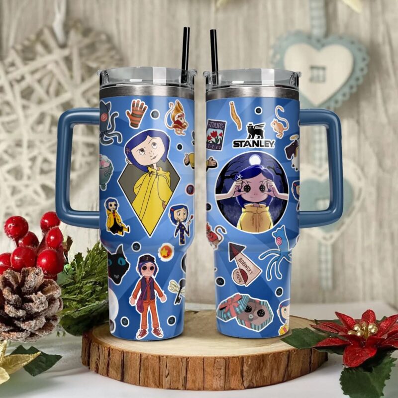 Coraline Cartoon Custom Stanley Quencher 40oz Stainless Steel Tumbler With Handle - Threewoofs - Image 2