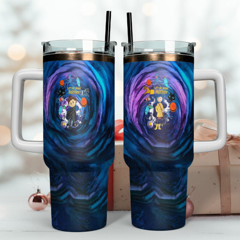 Coraline Cartoon Custom Stanley Quencher 40oz Stainless Steel Tumbler With Handle - Threewoofs - Image 4