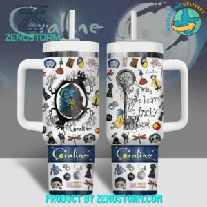 Coraline Cartoon Custom Stanley Quencher 40oz Stainless Steel Tumbler With Handle - Threewoofs