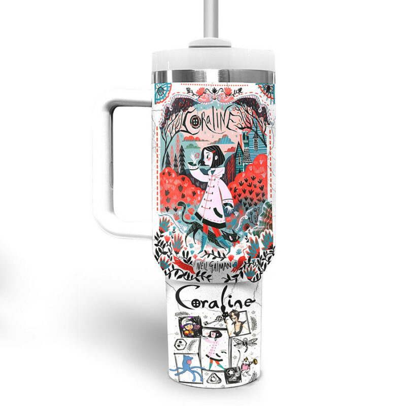 Coraline Cartoon Custom Stanley Quencher 40oz Stainless Steel Tumbler With Handle - Threewoofs - Image 4
