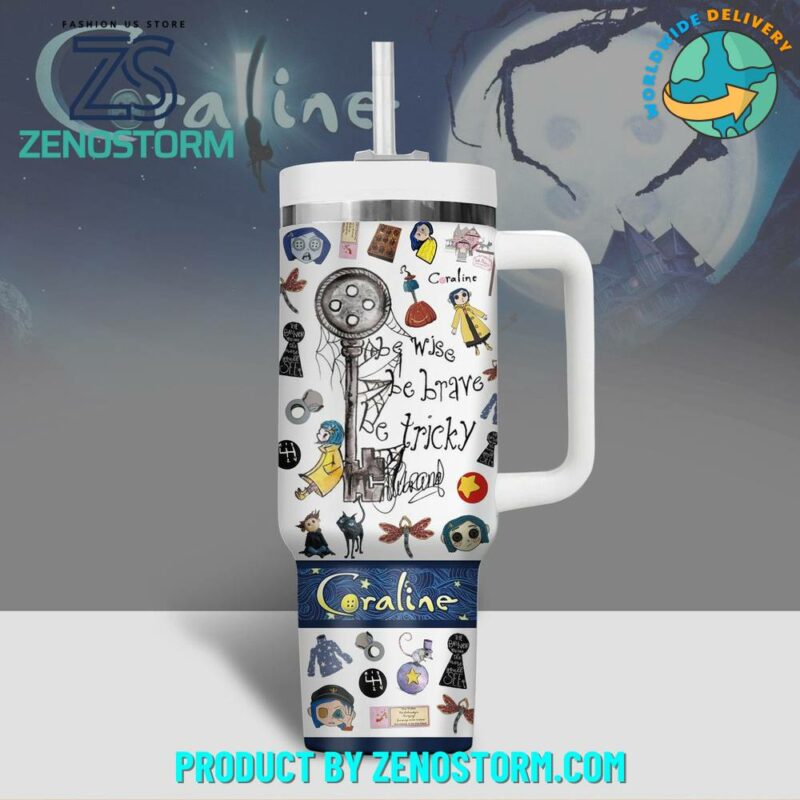 Coraline Cartoon Custom Stanley Quencher 40oz Stainless Steel Tumbler With Handle - Threewoofs - Image 3