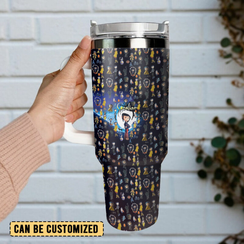 Coraline Cartoon Custom Stanley Quencher 40oz Stainless Steel Tumbler With Handle - Threewoofs - Image 3