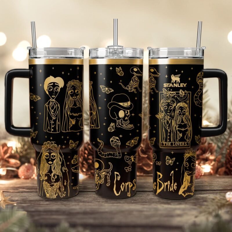 Corpse Bride Movies Custom Stanley Quencher 40oz Stainless Steel Tumbler With Handle - Threewoofs