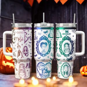 Corpse Bride Movies Custom Stanley Quencher 40oz Stainless Steel Tumbler With Handle - Threewoofs