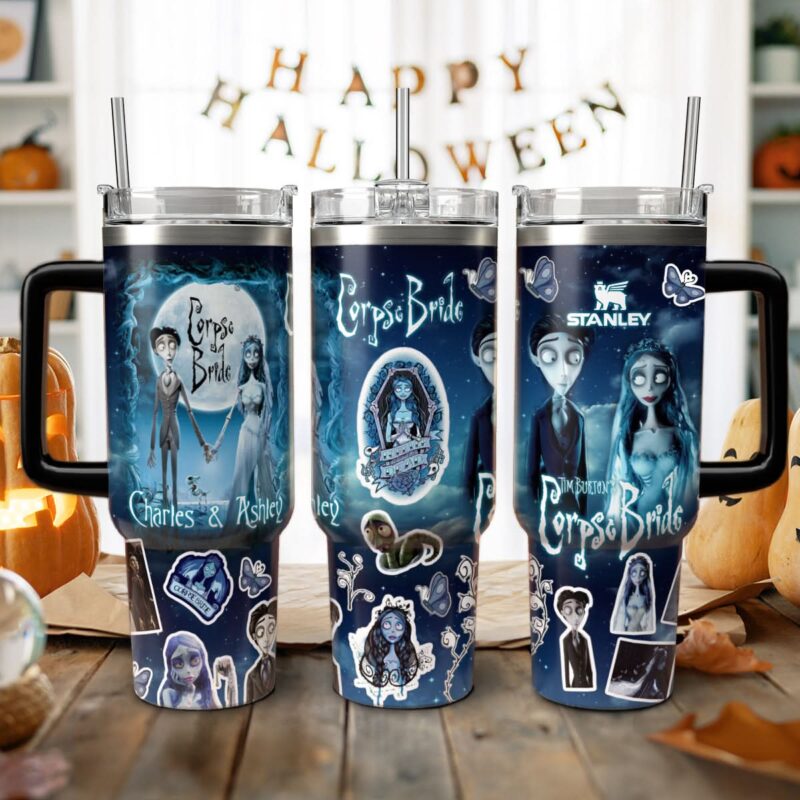 Corpse Bride Movies Custom Stanley Quencher 40oz Stainless Steel Tumbler With Handle - Threewoofs - Image 2