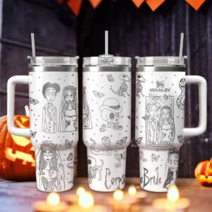 Corpse Bride Movies Custom Stanley Quencher 40oz Stainless Steel Tumbler With Handle - Threewoofs